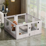 Dog Playpens & Gates: Indoor Dog Pen Tempered Glass Kennel w/ Pad
