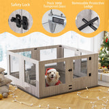 Dog Playpens & Gates: Indoor Dog Pen Tempered Glass Kennel w/ Pad