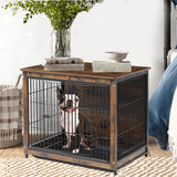 Dog Beds: Small Wooden Dog Crate Indoor Kennel 63x51x59cm End Table Nightstand