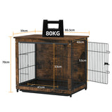 Dog Beds: Medium Wooden Dog Crate Kennel 80.5x59x70cm End Table Nightstand