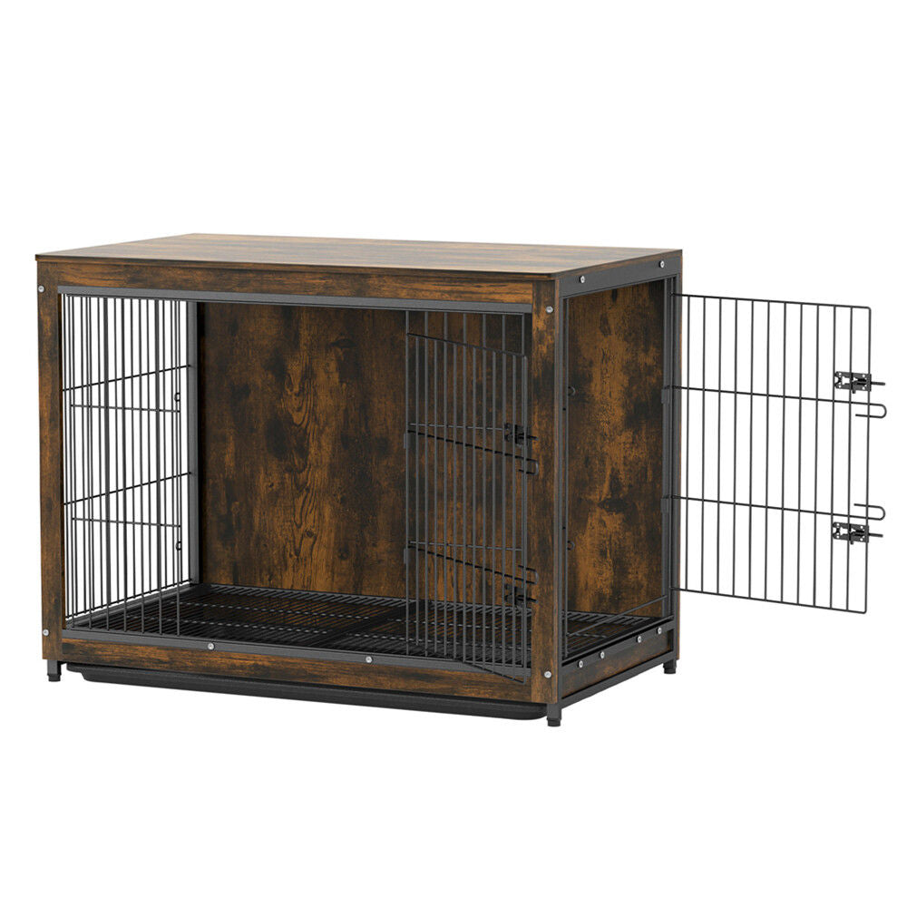 Dog Beds: Large Wooden Dog Crate Kennel End Table Nightstand 100x59x74cm
