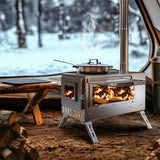 BBQ Tools: Stainless Steel Wood Burning Stove 1 Burner Camping BBQ with Chimney