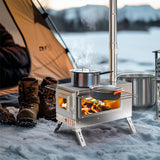 BBQ Tools: Stainless Steel Wood Burning Stove 1 Burner Camping BBQ with Chimney