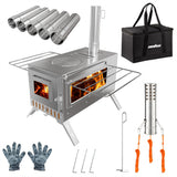 BBQ Tools: Stainless Steel Wood Burning Stove 1 Burner Camping BBQ with Chimney