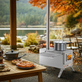 BBQ Tools: Stainless Steel Wood Burning Stove 1 Burner Camping BBQ with Chimney