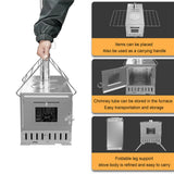 BBQ Tools: Stainless Steel Wood Burning Stove 1 Burner Camping BBQ with Chimney