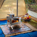 BBQ Tools: Stainless Steel Wood Burner Stove for Camping w/ Chimney & Bag