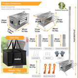 BBQ Tools: Stainless Steel Wood Burner Stove for Camping w/ Chimney & Bag