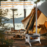 BBQ Tools: Stainless Steel Wood Burner Stove for Camping w/ Chimney & Bag