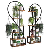 6 Tier Corner Plant Stand Metal & MDF Ladder Shelf Rack