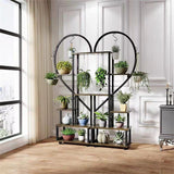 6 Tier Corner Plant Stand Metal & MDF Ladder Shelf Rack