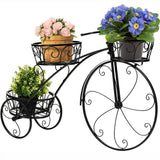 Pots, Planters & Accessories: Iron Tricycle Plant Stand Pot Holder Black Solid Pattern