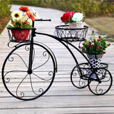 Pots, Planters & Accessories: Iron Tricycle Plant Stand Pot Holder Black Solid Pattern