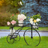 Pots, Planters & Accessories: Iron Tricycle Plant Stand Pot Holder Black Solid Pattern