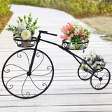 Pots, Planters & Accessories: Iron Tricycle Plant Stand Pot Holder Black Solid Pattern