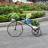 Pots, Planters & Accessories: Iron Tricycle Plant Stand Pot Holder Black Solid Pattern