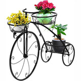 Pots, Planters & Accessories: Iron Tricycle Plant Stand Pot Holder Black Solid Pattern