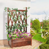 Garden Ornaments: Elevated Wooden Planter Box L-64x36.5x115cm with Trellis