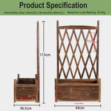 Garden Ornaments: Elevated Wooden Planter Box L-64x36.5x115cm with Trellis