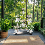 Garden Ornaments: Movable Metal Plant Stand Garden Cart Indoor/Outdoor Decor