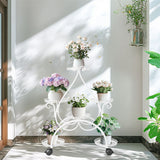 Garden Ornaments: Movable Metal Plant Stand Garden Cart Indoor/Outdoor Decor