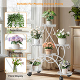Garden Ornaments: Movable Metal Plant Stand Garden Cart Indoor/Outdoor Decor