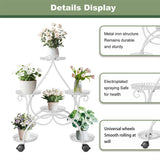 Garden Ornaments: Movable Metal Plant Stand Garden Cart Indoor/Outdoor Decor