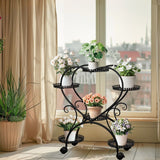 Gardening Tools: Rolling Metal Plant Stand Indoor Outdoor Garden Display Shelf