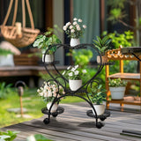 Gardening Tools: Rolling Metal Plant Stand Indoor Outdoor Garden Display Shelf