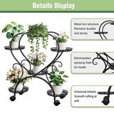 Gardening Tools: Rolling Metal Plant Stand Indoor Outdoor Garden Display Shelf