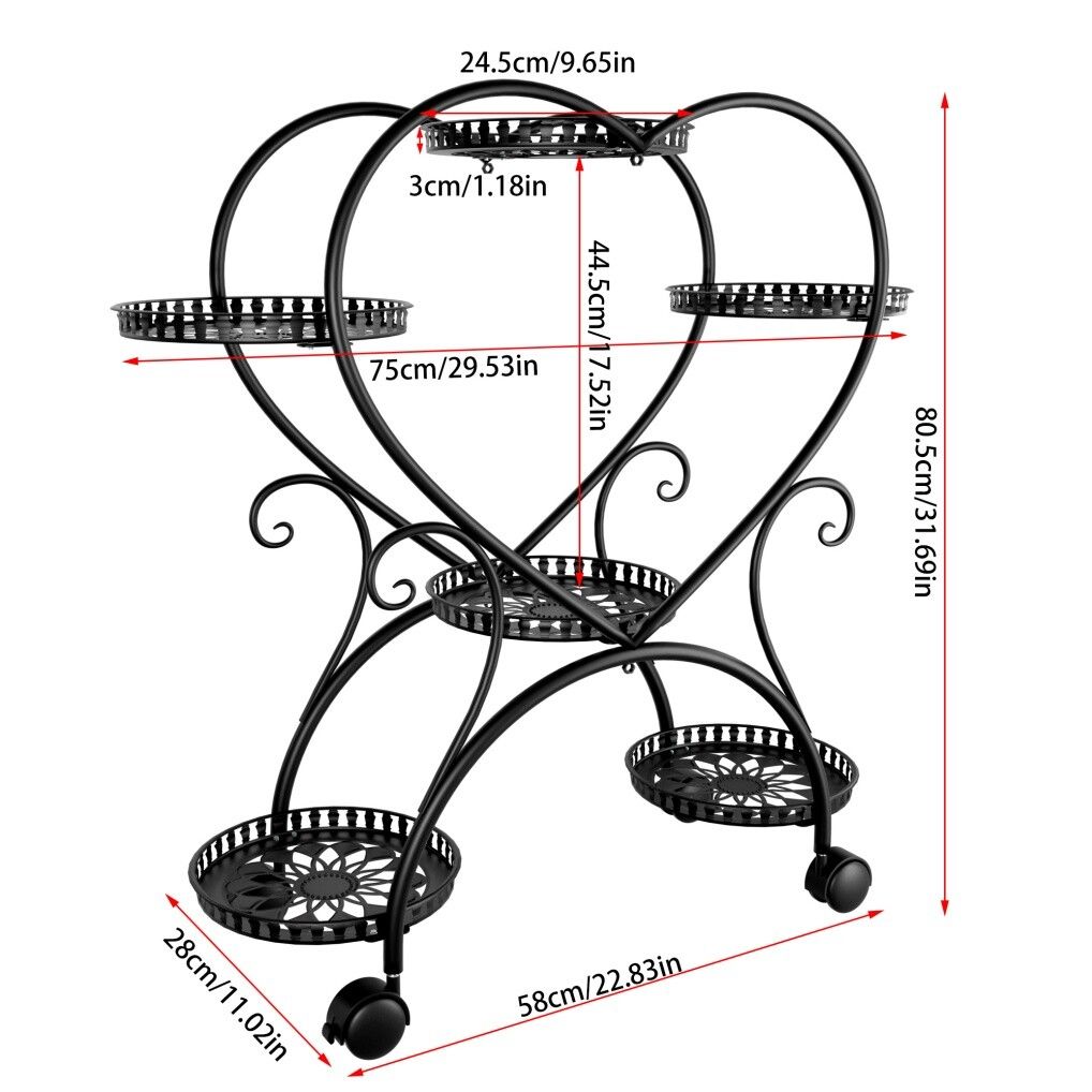 Gardening Tools: Rolling Metal Plant Stand Indoor Outdoor Garden Display Shelf