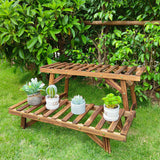 Garden Ornaments: Pine Wood 3pcs Plant Stand Ladder Garden Flower Display