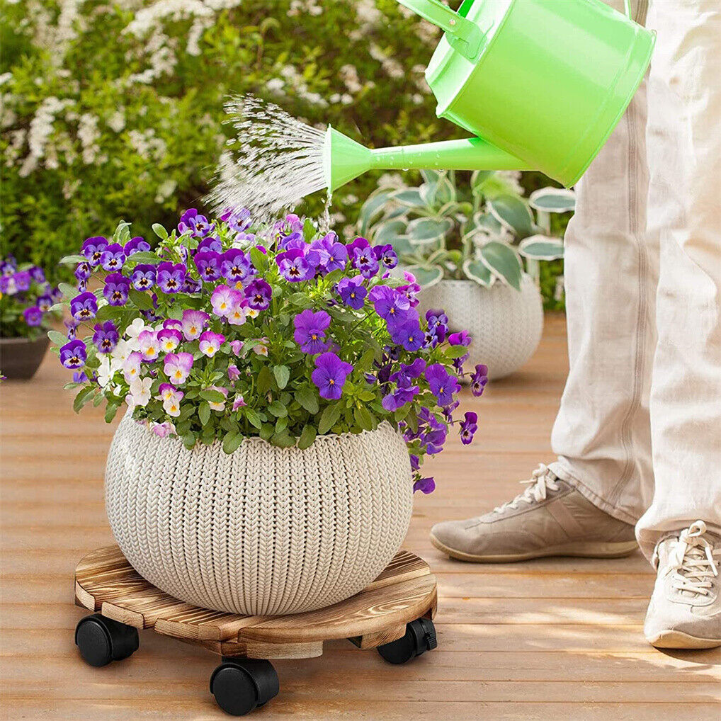 Outdoor Chairs: Wooden Plant Caddy Stand 2-Pack 360� Rotating Casters
