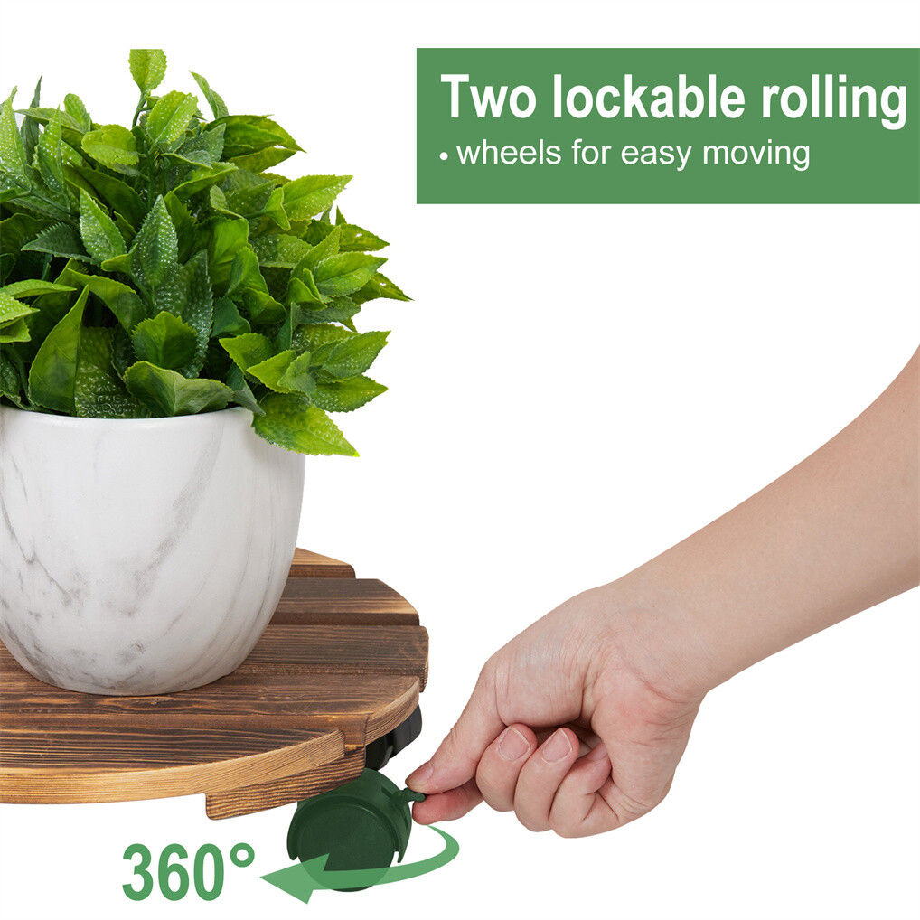Outdoor Chairs: Wooden Plant Caddy Stand 2-Pack 360� Rotating Casters