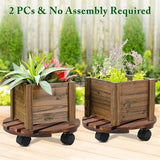 Outdoor Chairs: Wooden Plant Caddy Stand 2-Pack 360� Rotating Casters