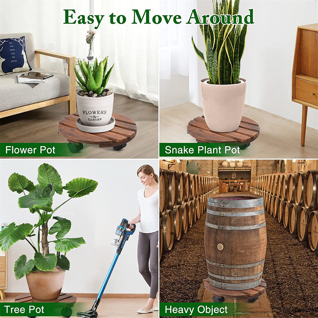 Outdoor Chairs: Wooden Plant Caddy Stand 2-Pack 360� Rotating Casters