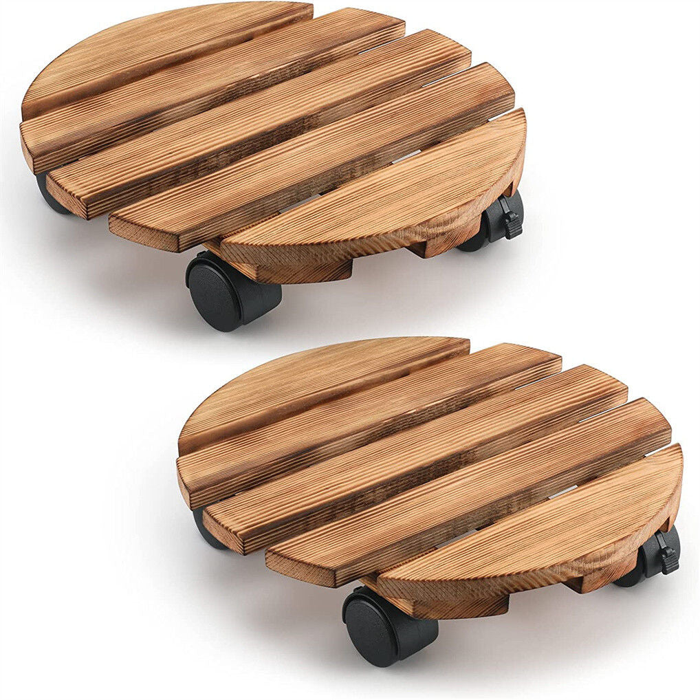 Outdoor Chairs: Wooden Plant Caddy Stand 2-Pack 360� Rotating Casters