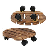 Outdoor Chairs: Wooden Plant Caddy Stand 2-Pack 360� Rotating Casters