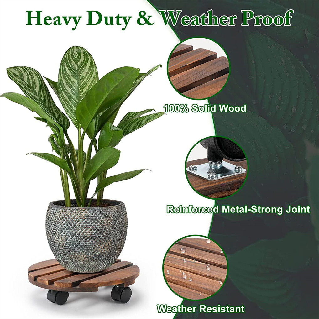 Outdoor Chairs: Wooden Plant Caddy Stand 2-Pack 360� Rotating Casters