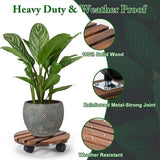 Outdoor Chairs: Wooden Plant Caddy Stand 2-Pack 360� Rotating Casters