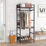 Clothing & Wardrobe Storage: Heavy Duty Clothes Rack 3 Tiers MDF & Metal Iron Rail