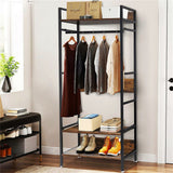 Clothing & Wardrobe Storage: Heavy Duty Clothes Rack 3 Tiers MDF & Metal Iron Rail