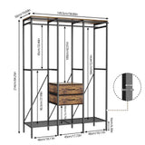 Clothing & Wardrobe Storage: XXL Heavy Duty Wardrobe Closet w/ Shelf, Drawer & Rack