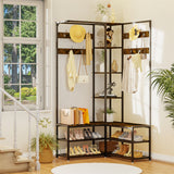 Audio Accessories: Corner Coat Stand with Shoe Bench Metal & MDF Organizer