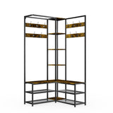 Audio Accessories: Corner Coat Stand with Shoe Bench Metal & MDF Organizer