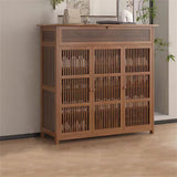 Clothing & Wardrobe Storage: Wooden Shoe Rack XL 4 Tier 3 Doors Drawers Shelves Cabinet Organizer