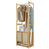 Clothing & Wardrobe Storage: Bamboo Clothes Rack Coat Stand 168cm High Polish 53cm Length