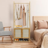 Clothing & Wardrobe Storage: Bamboo Clothes Rack Coat Stand 168cm High Polish 53cm Length