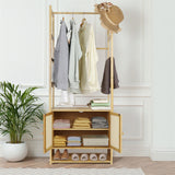 Clothing & Wardrobe Storage: Bamboo Clothes Rack Coat Stand 168cm High Polish 53cm Length
