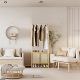 Clothing & Wardrobe Storage: Bamboo Clothes Rack Coat Stand 168cm High Polish 53cm Length